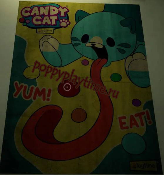 Кенди кот на плакате Поппи Плейтайм